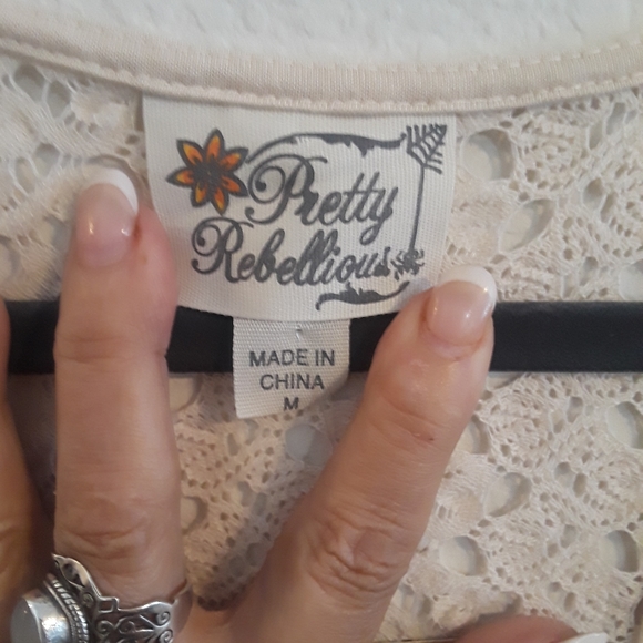 CROCHETED TANK PRETTY REBELLIOUS CROCHETED RACERBACK NWT - Picture 5 of 8